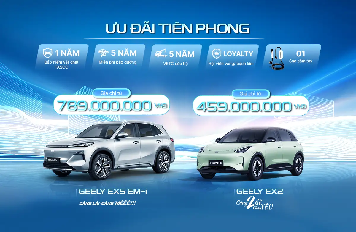 Ưu đãi tiên phong Geely EX5 EM-i và Geely EX2